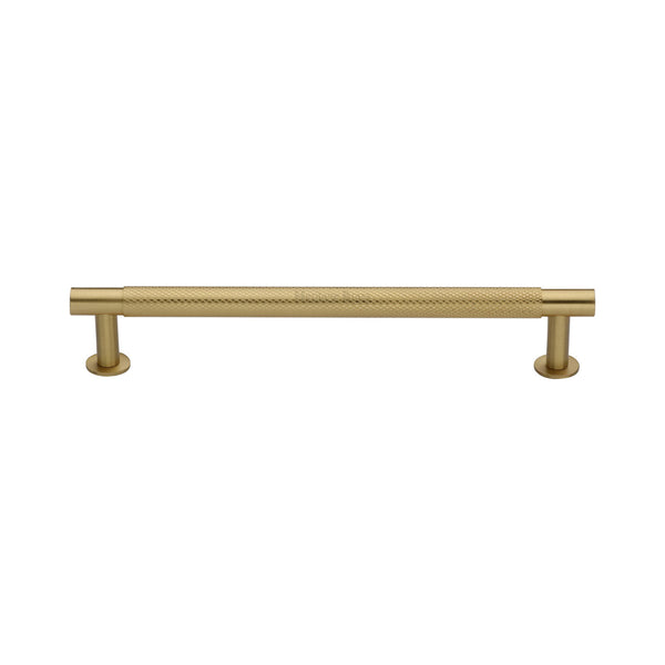 Partial Knurled Cabinet Pull Handle with Rose by M Marcus - Heritage Brass