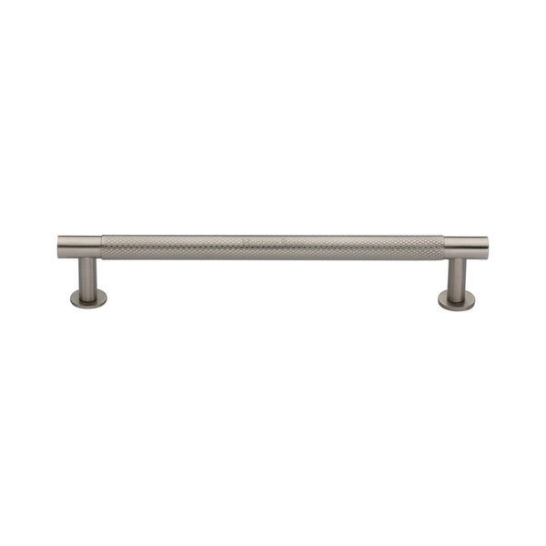 Partial Knurled Cabinet Pull Handle with Rose by M Marcus - Heritage Brass
