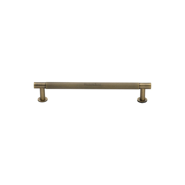 M Marcus - Heritage Brass, Partial Knurled Cabinet Pull Handle with Rose, Cabinet Hardware, Cabinet Pull Handles