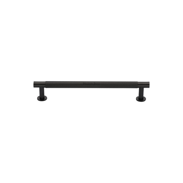 Partial Knurled Cabinet Pull Handle with Rose by M Marcus - Heritage Brass