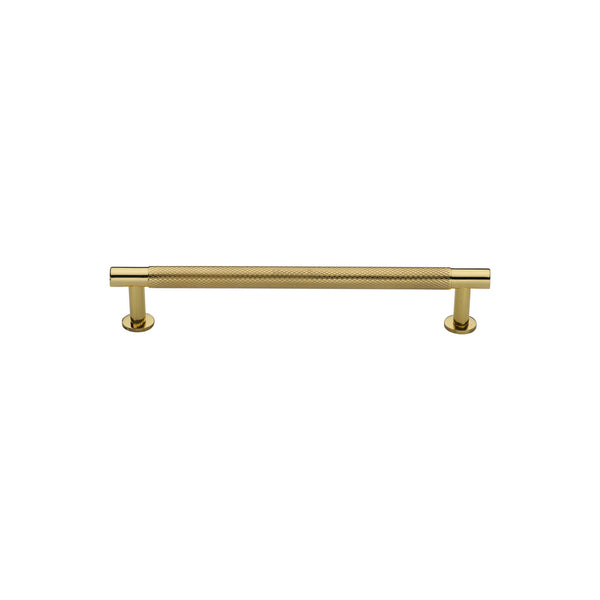 Partial Knurled Cabinet Pull Handle with Rose by M Marcus - Heritage Brass