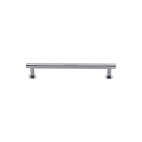 Partial Knurled Cabinet Pull Handle with Rose by M Marcus - Heritage Brass