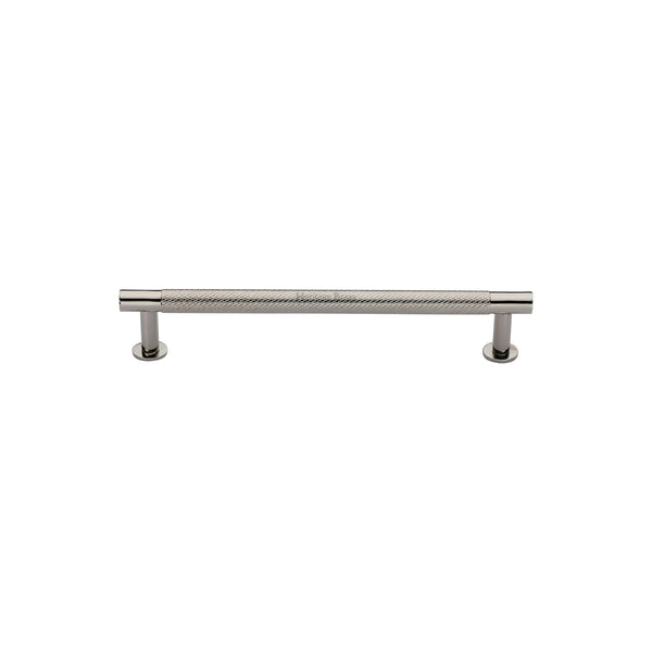 Partial Knurled Cabinet Pull Handle with Rose by M Marcus - Heritage Brass