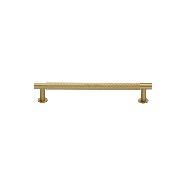 Partial Knurled Cabinet Pull Handle with Rose by M Marcus - Heritage Brass