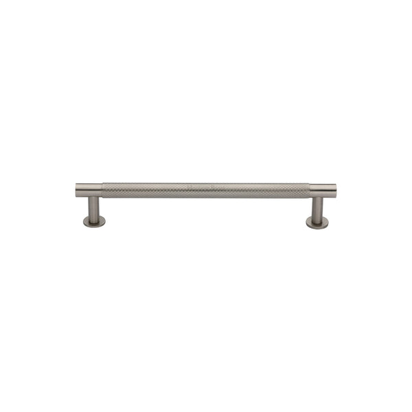 Partial Knurled Cabinet Pull Handle with Rose by M Marcus - Heritage Brass