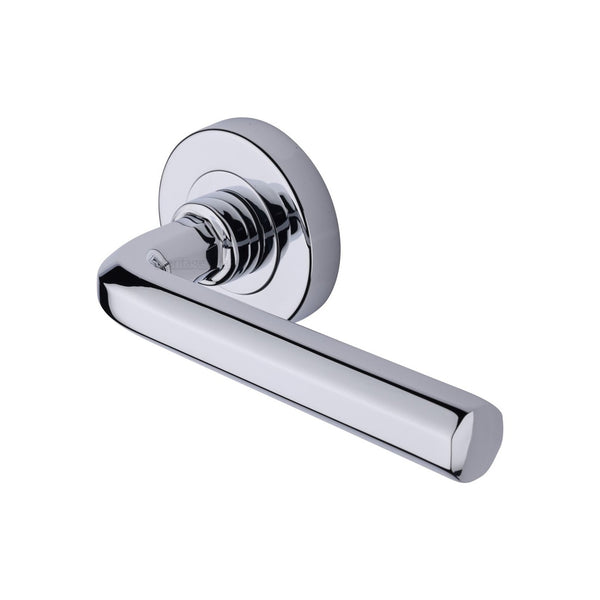 Octave Door Handle on Round Rose by M Marcus - Heritage Brass