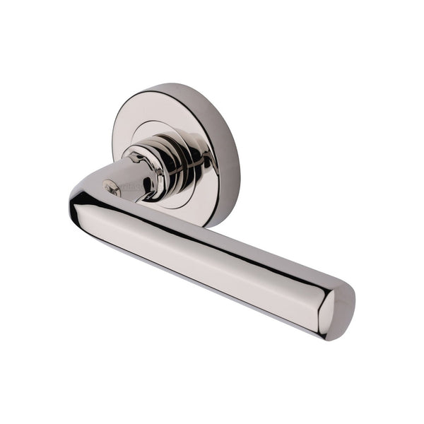 Octave Door Handle on Round Rose by M Marcus - Heritage Brass