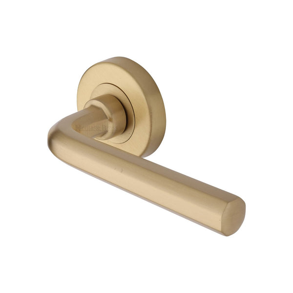 Octave Door Handle on Round Rose by M Marcus - Heritage Brass