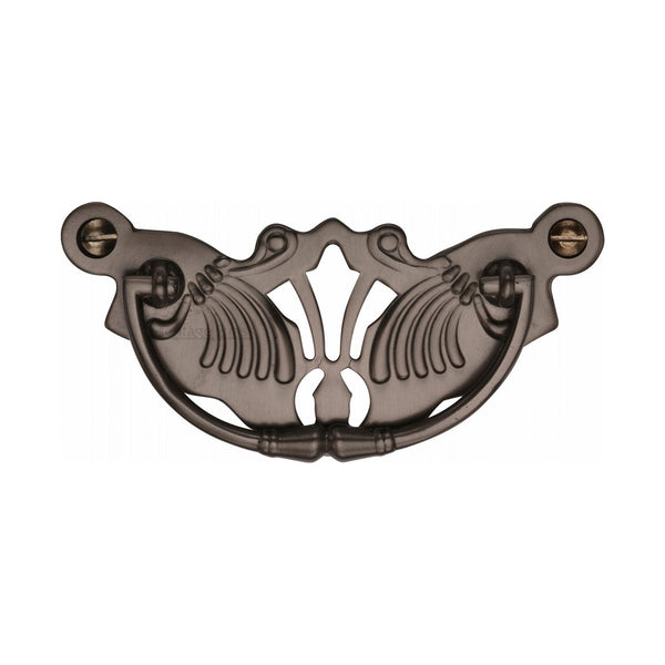 M Marcus - Heritage Brass, Ornate Cabinet Drop Pull, Cabinet Hardware, Cabinet Ring / Drop Pulls