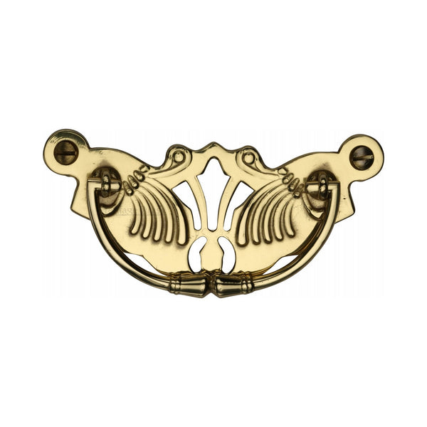 M Marcus - Heritage Brass, Ornate Cabinet Drop Pull, Cabinet Hardware, Cabinet Ring / Drop Pulls