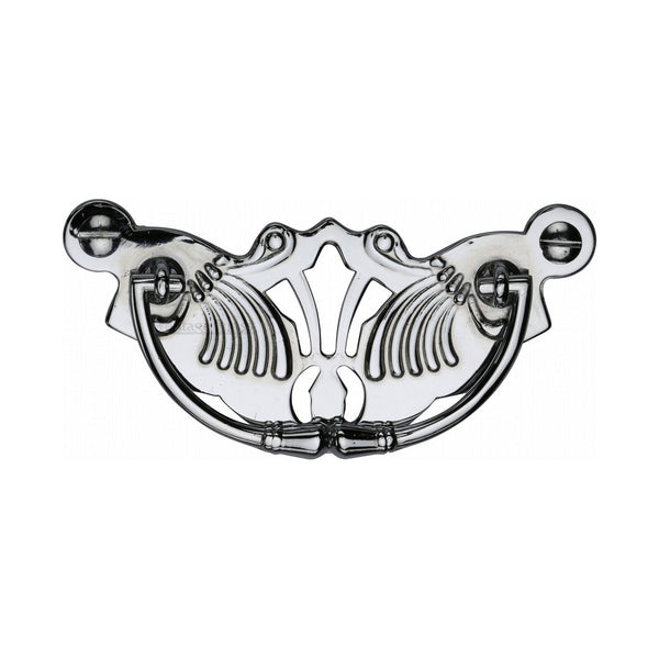 M Marcus - Heritage Brass, Ornate Cabinet Drop Pull, Cabinet Hardware, Cabinet Ring / Drop Pulls