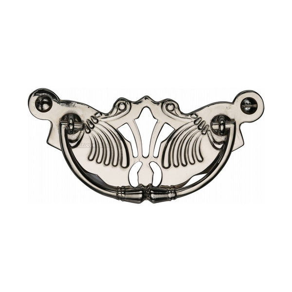 M Marcus - Heritage Brass, Ornate Cabinet Drop Pull, Cabinet Hardware, Cabinet Ring / Drop Pulls