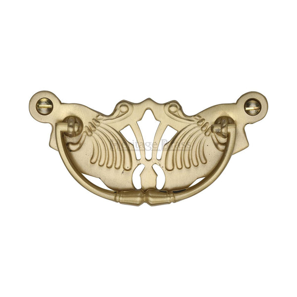 M Marcus - Heritage Brass, Ornate Cabinet Drop Pull, Cabinet Hardware, Cabinet Ring / Drop Pulls