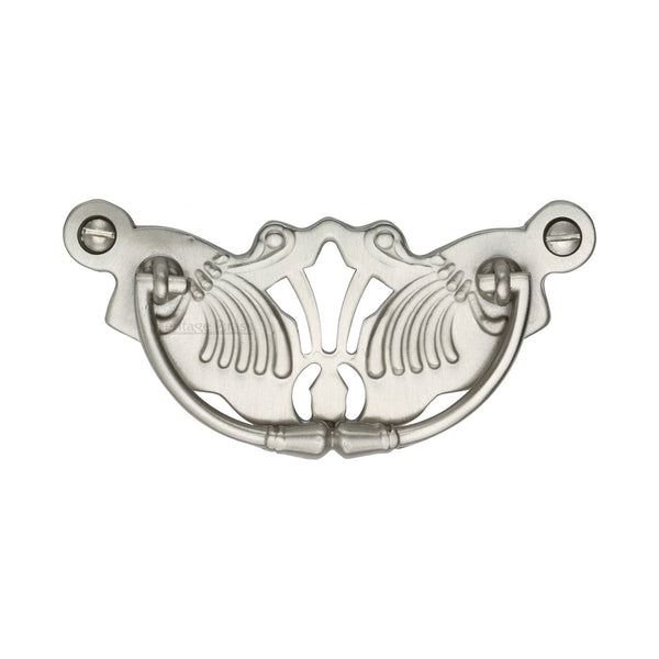 M Marcus - Heritage Brass, Ornate Cabinet Drop Pull, Cabinet Hardware, Cabinet Ring / Drop Pulls