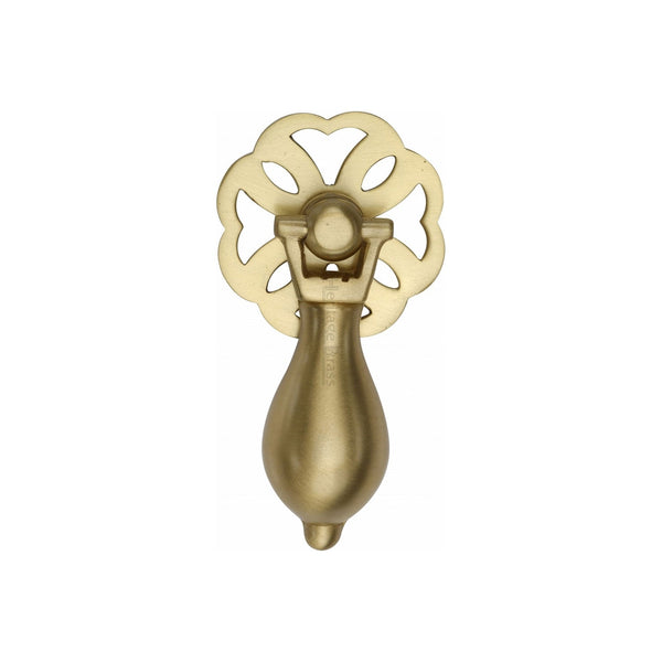 M Marcus - Heritage Brass, Cabinet Drop Pull, Cabinet Hardware, Cabinet Ring / Drop Pulls