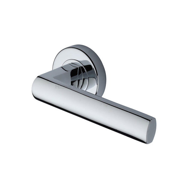 Poseidon Door Handle on Round Rose by M Marcus - Heritage Brass