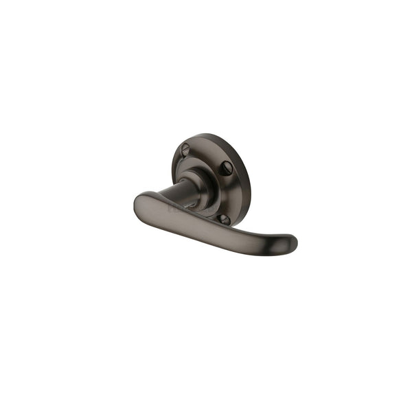 Windsor Door Handle on Round Rose by M Marcus - Heritage Brass