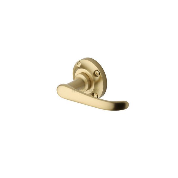 Windsor Door Handle on Round Rose by M Marcus - Heritage Brass