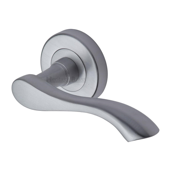 Algarve Door Handle on Round Rose by M Marcus - Heritage Brass