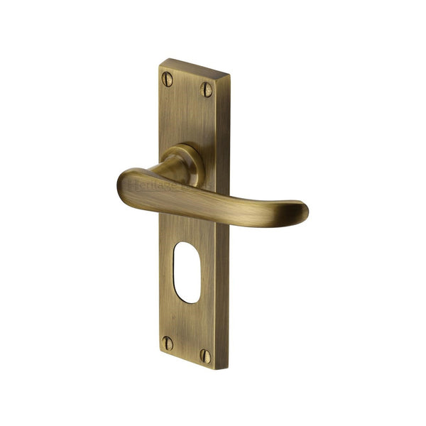 M Marcus - Heritage Brass, Windsor Door Handle on Plate, Door Handles, Lever Handles on Backplate