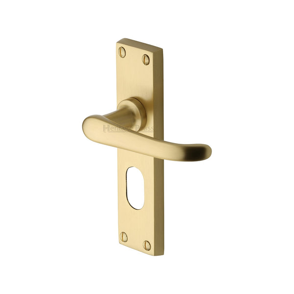 M Marcus - Heritage Brass, Windsor Door Handle on Plate, Door Handles, Lever Handles on Backplate