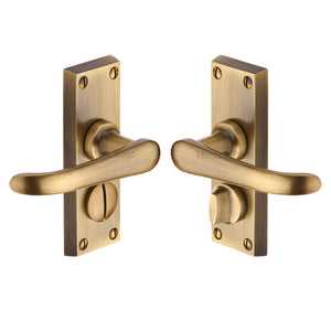 M Marcus - Heritage Brass, Windsor Short Door Handle on Plate, Door Handles, Door Handles on Plate