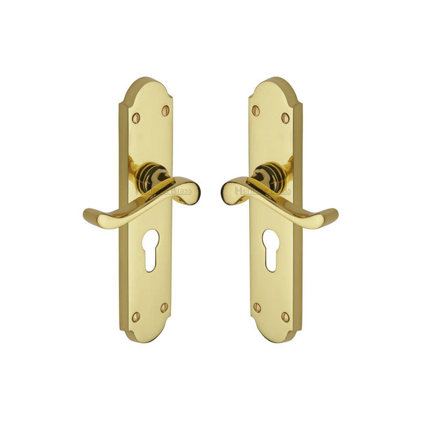 Savoy Long Door Handle on Plate by M Marcus - Heritage Brass
