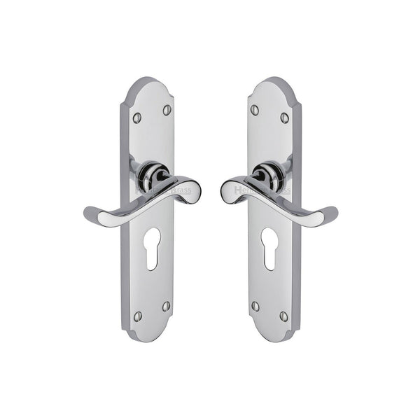 Savoy Long Door Handle on Plate by M Marcus - Heritage Brass