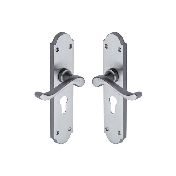 Savoy Long Door Handle on Plate by M Marcus - Heritage Brass