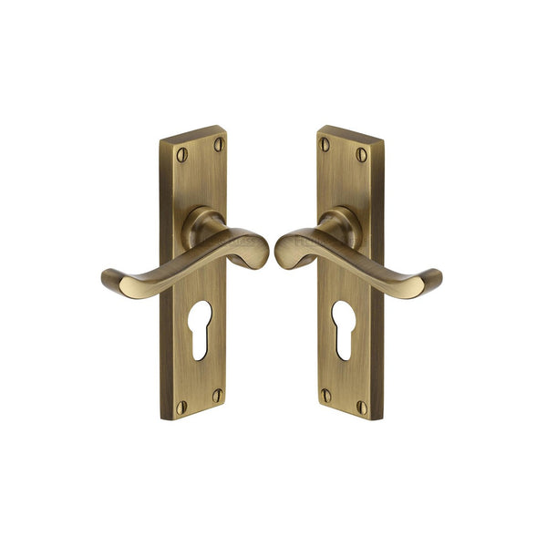 Bedford Door Handle on Plate by M Marcus - Heritage Brass