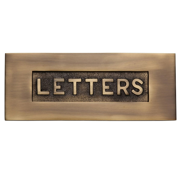 M Marcus - Heritage Brass, Embossed Letterplate, Exterior Door Hardware, Letter Plates