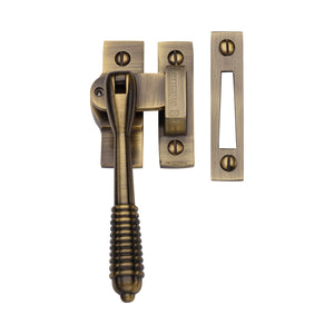 Lockable Mortice & Hook Plate Reeded Casement Fastener by M Marcus - Heritage Brass