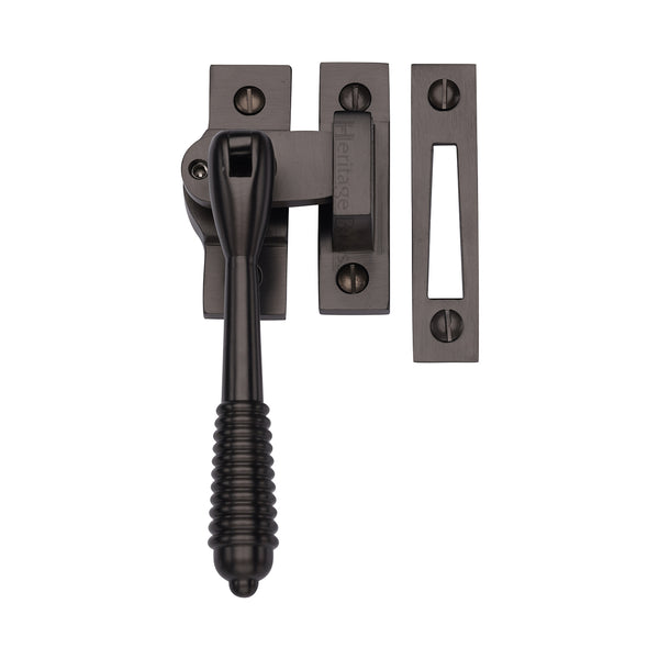 Lockable Mortice & Hook Plate Reeded Casement Fastener by M Marcus - Heritage Brass