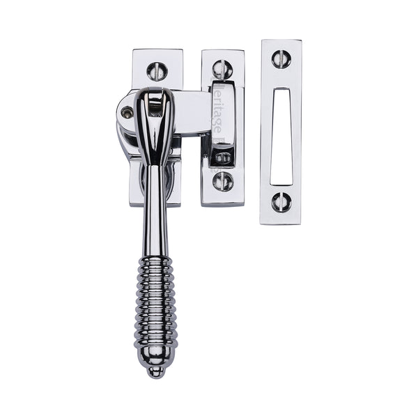 Lockable Mortice & Hook Plate Reeded Casement Fastener by M Marcus - Heritage Brass