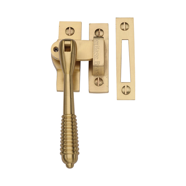 M Marcus - Heritage Brass, Lockable Mortice & Hook Plate Reeded Casement Fastener, Window Hardware, Casement Fastener