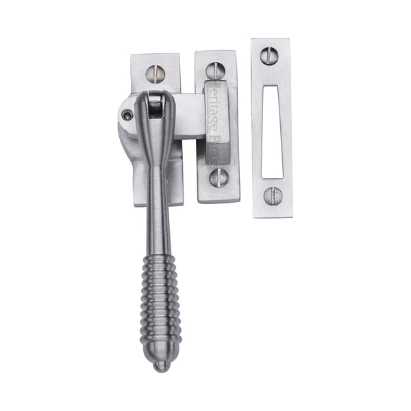 Lockable Mortice & Hook Plate Reeded Casement Fastener by M Marcus - Heritage Brass