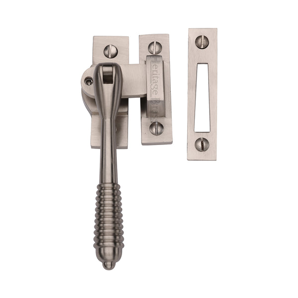 M Marcus - Heritage Brass, Lockable Mortice & Hook Plate Reeded Casement Fastener, Window Hardware, Casement Fastener