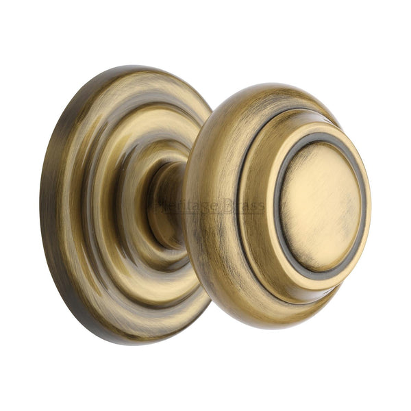 M Marcus - Heritage Brass, Stepped Round Centre Door Knob, Exterior Door Hardware, Front Door Centre Knobs