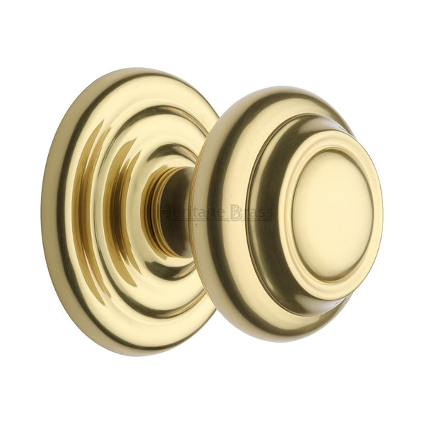 M Marcus - Heritage Brass, Stepped Round Centre Door Knob, Exterior Door Hardware, Front Door Centre Knobs