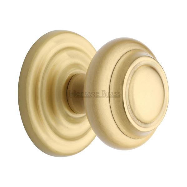 M Marcus - Heritage Brass, Stepped Round Centre Door Knob, Exterior Door Hardware, Front Door Centre Knobs