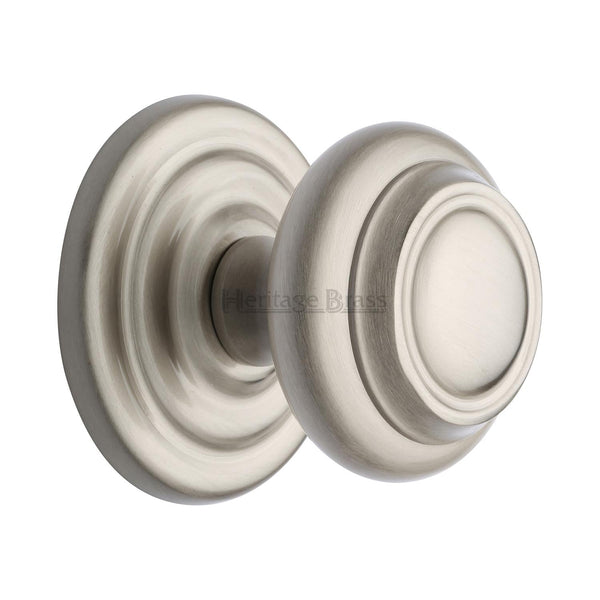 M Marcus - Heritage Brass, Stepped Round Centre Door Knob, Exterior Door Hardware, Front Door Centre Knobs