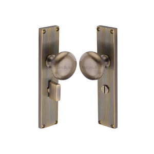 Victoria Reeded Mortice Knob on Plate by M Marcus - Heritage Brass