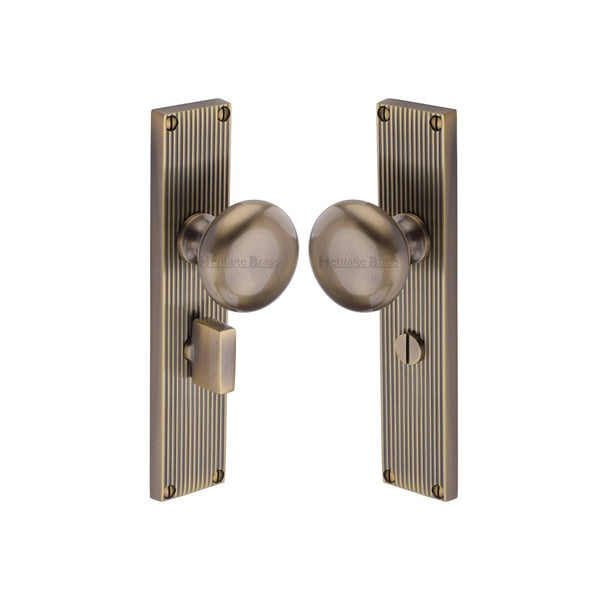 Victoria Reeded Mortice Knob on Plate by M Marcus - Heritage Brass