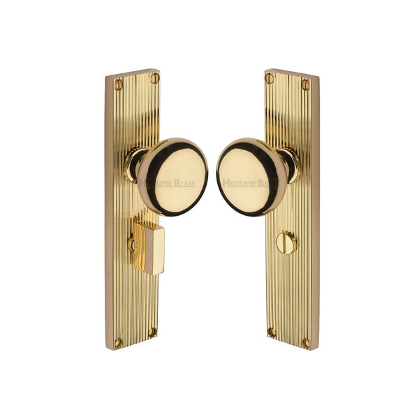 Victoria Reeded Mortice Knob on Plate by M Marcus - Heritage Brass