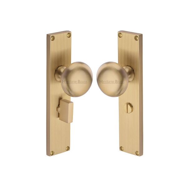 Victoria Reeded Mortice Knob on Plate by M Marcus - Heritage Brass