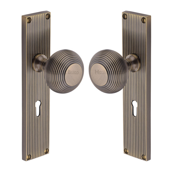 Beehive Reeded Mortice Knob on Plate V9500