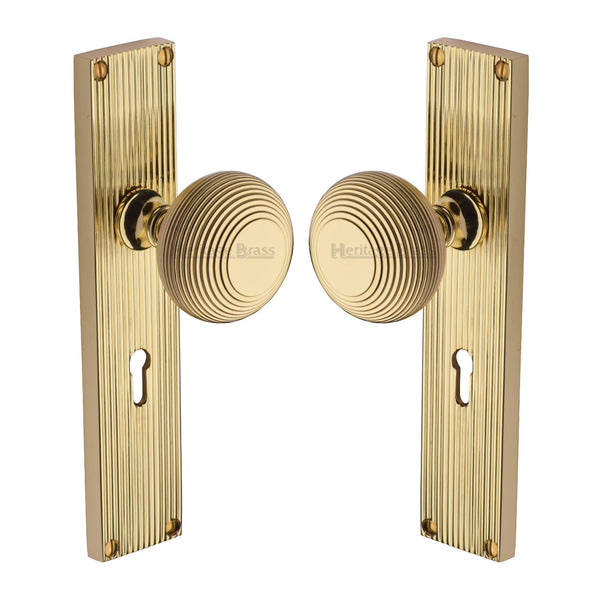 Beehive Reeded Mortice Knob on Plate V9500