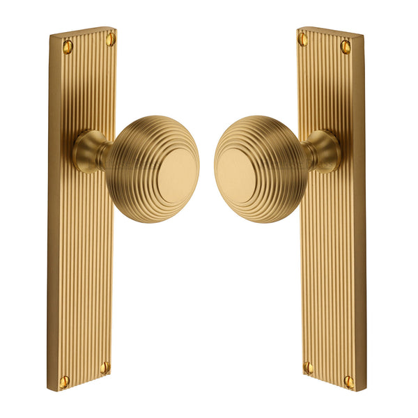 Beehive Reeded Mortice Knob on Plate V9510