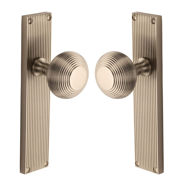 Beehive Reeded Mortice Knob on Plate V9510