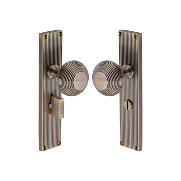 Beehive Reeded Mortice Knob on Plate by M Marcus - Heritage Brass